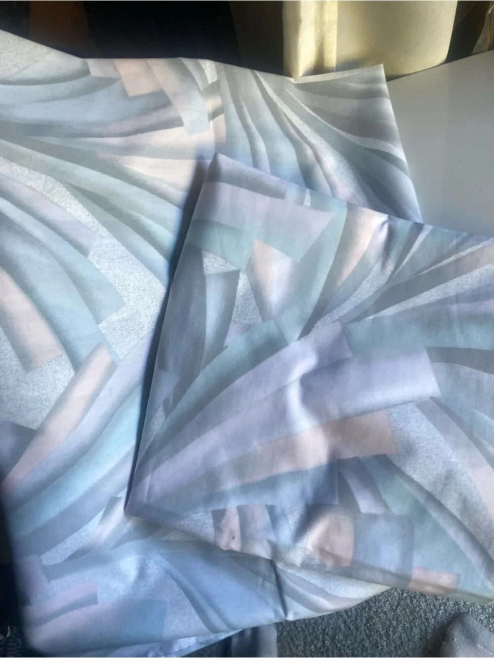 2 Handmade Post Modern King pillowcases 80’s art deco blue white pink vintage